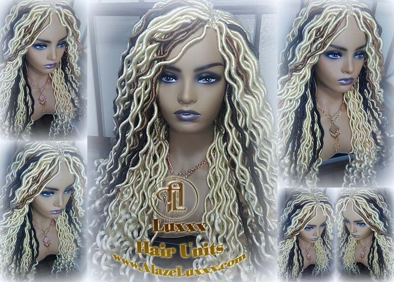 Platinum Blonde Gypsy Bohemian Boho Goddess Faux Dread Locs Wig Unit! Blonde #613 #27 Brown Wavy Dred Lock Wig Crochet Messy Hair Wig
