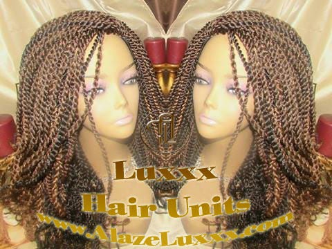 Soft Curly Kinky Twist Wig Unit Ready2Ship: 14/16' Chocolate Brown 4/27/30  2tone Alopecia Natural Kinky Marley Crochet Braided Braiding
