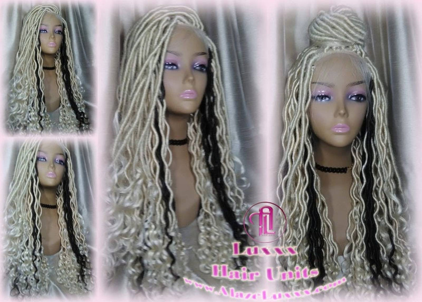 Lace Closure Wig Platinum Blonde Brown Goddess Faux Locs Gypsy Boho 613 Boho Braid Wig Gypsy Bohemian Cosplay Mermaid Summer Spring Wig