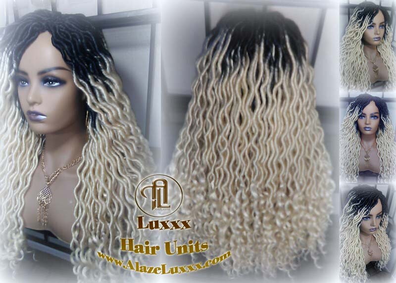 Gypsy Bohemian 613 Goddess Faux Dread Wig 1B Black Blonde Ombre Dark Roots Marley Dred Lock Platinum Braided Wig
