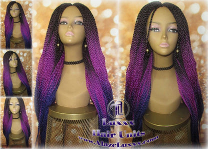 Ombre Black Pink Purple 24 Inch Long Soft Crochet Ombre High Temperature Braids Hair Synthetic Braiding Hair Extension Lakers