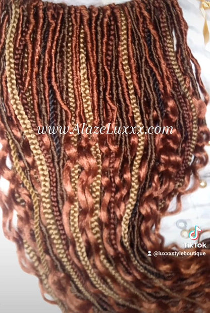 Soft Textured Dreads Single Ended Brown Blonde  Ginger 350 SE 75 Piece Set Soft Crochet Boho Dread Braid Hair Wrap Extension Wavy Curly