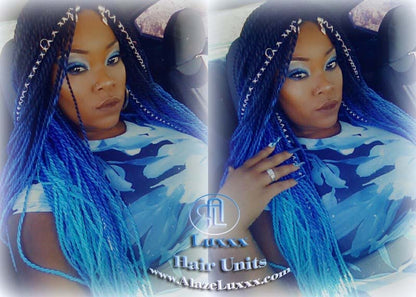 Senegalese Twist Braid Wig Blue Ombre Small Long Micro Braids Royal Baby Sky Blue  Unicorn Mermaid Wig Sale Alopecia Blue Braids