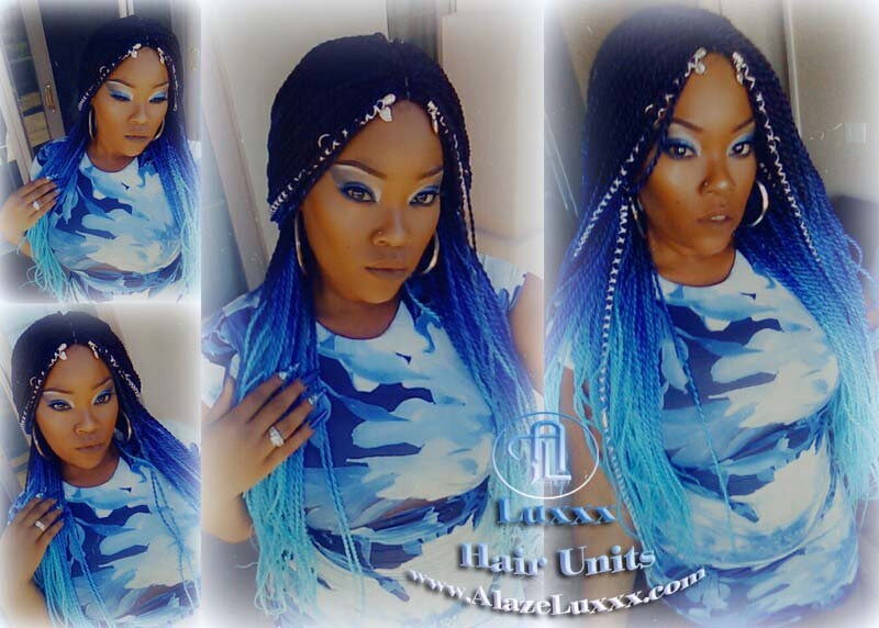 Senegalese Twist Braid Wig Blue Ombre Small Long Micro Braids Royal Baby Sky Blue  Unicorn Mermaid Wig Sale Alopecia Blue Braids