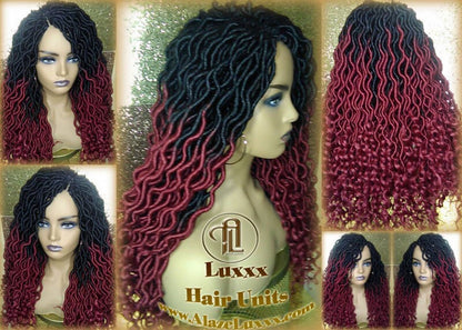 Ombre Goddess Locs Fire 530 Goddess Festival Hair Red Burgundy 1b Marley Crochet Synthetic Dread Dred Loc Lock Wig Unit Braided