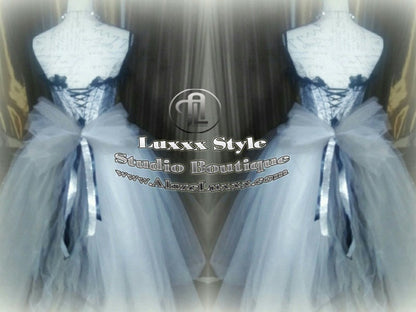 Burlesque Wedding Prom Party Dress Quinceanera Cosplay EDC RAVE Festival Silver White TuTu Tulle Corset Skirt Sweet16 Bridesmaid Homecoming