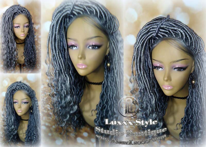 Lace Frontal Lace Front Straight Storm Silver Grey Gray 44 51 Platinum Gypsy Goddess Faux Dread Loc  Lock Crochet Freetress Model Model Wig