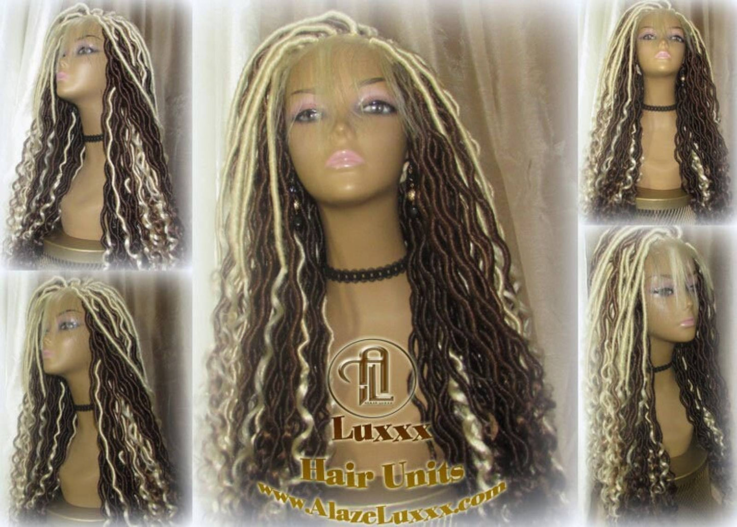 Goddess Faux Locs Platinum Blonde Brown 27 Gypsy Boho 613 Boho Braid Wig Bohemian Lace Dreads Closure Cosplay Mermaid Summer Spring