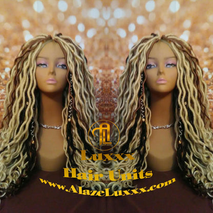 Goddess Faux Dread Locs Wig Unit! Blonde #613 #27 Wavy NEW Festival! Marley Dred Dread Lock Twist Wig Crochet Rave Hair Coachella Wig