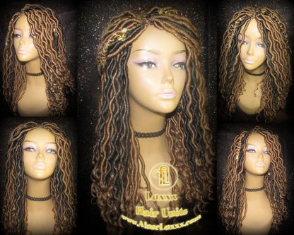 Wavy Goddess Faux Locs Blonde Honey 27 Brown Hair Gypsy Bohemian Boho Dread Loc 27 DE SE Dred Lock  Braided Wigs Carnival Festival Hair