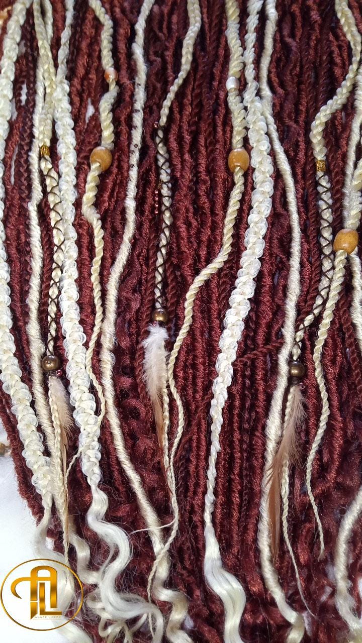 613 Blonde Ginger Curly End SE Braid Plaits Twist Set 100 Piece Set Kit Crochet Boho Mermaid Dread Hair Wrap Extensions Single Loop Dread