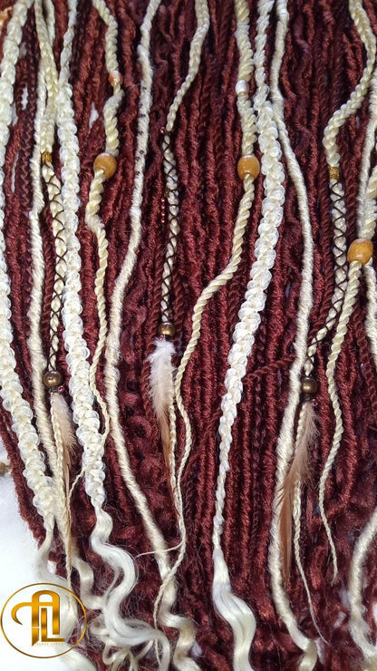 613 Blonde Ginger Curly End SE Braid Plaits Twist Set 100 Piece Set Kit Crochet Boho Mermaid Dread Hair Wrap Extensions Single Loop Dread