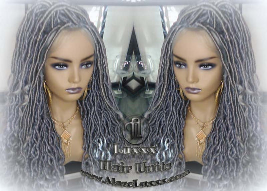Lace Frontal Goddess Faux Dread Loc Lace Straight Storm Silver Grey Gray 44 51 Boho Gypsy Wavy Lock Crochet