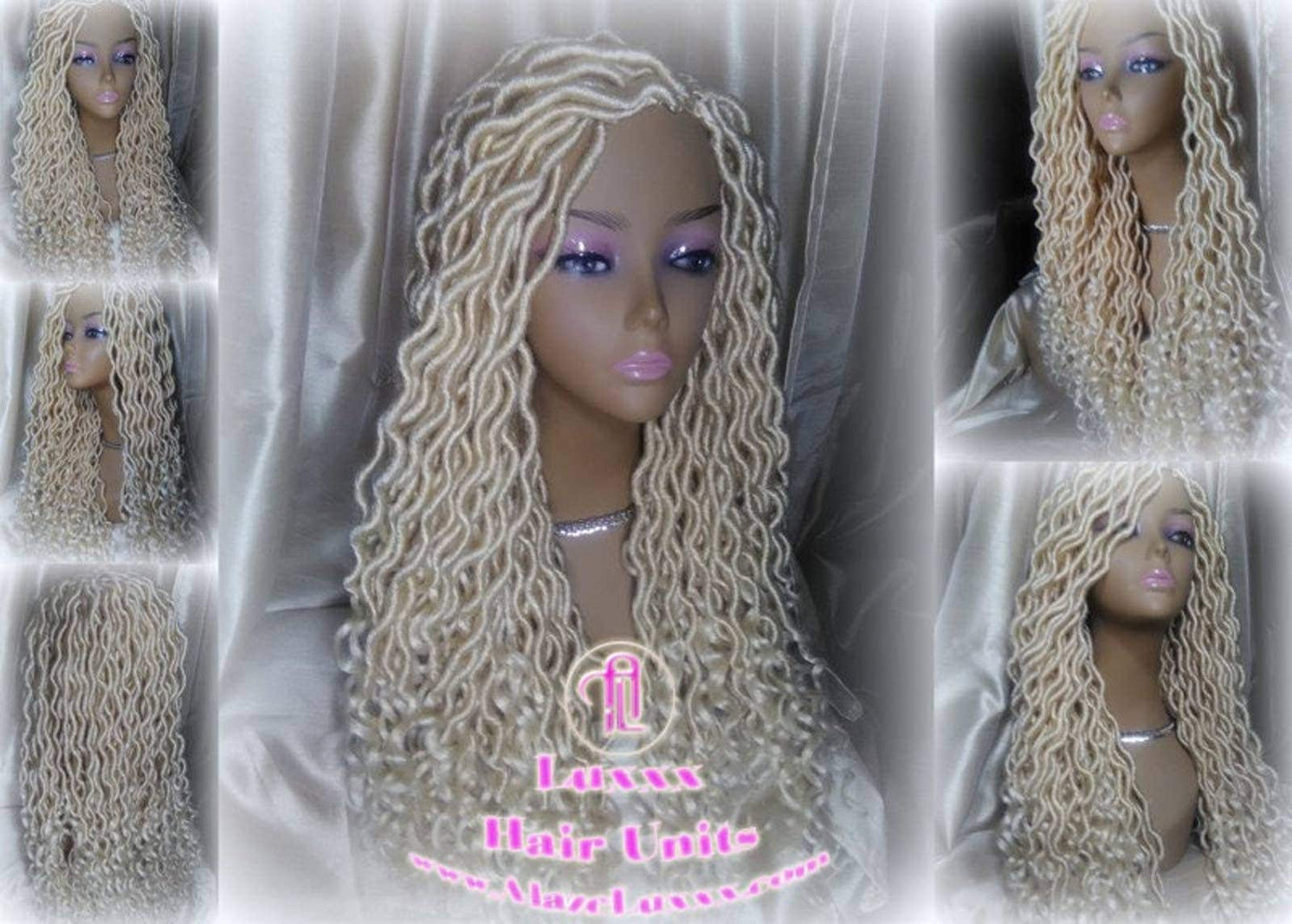 Platinum Blonde Braided Wig Gypsy Bohemian Boho Goddess Faux Dread Locs Wig Unit! Blonde #613 Marley Dred Lock Wig Crochet Messy Hair Wig