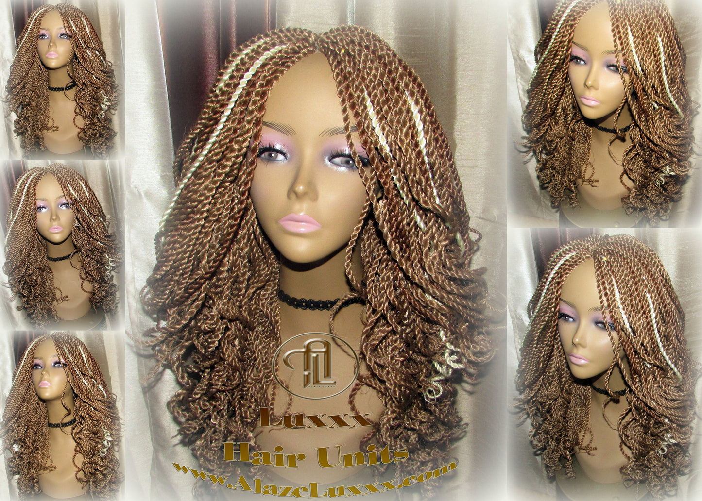 Straight Curled Senegalese Twist WigBlonde Platinum Bombshell 18' Auburn 27 30 613 Curly Alopecia Natural Kinky Marley Braided Braiding Wig