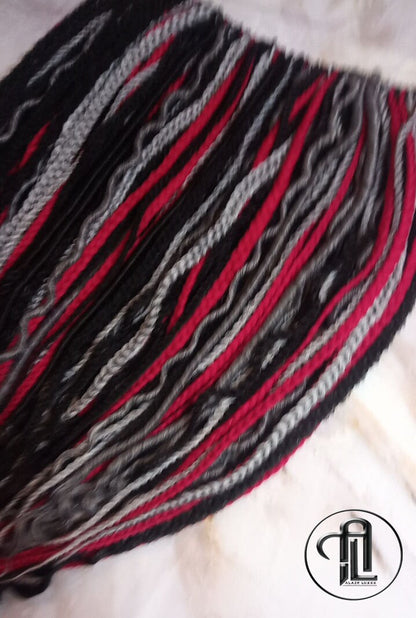 Viking Extensions Red Black Grey Silver Single End SE Braid Plaits Twist Dreads Set 100 Piece Set Kit Crochet Boho Single Loop Dreads Hippy