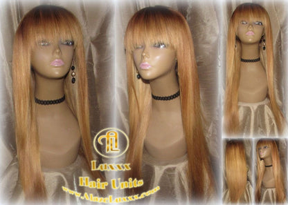 Blac Chyna Wig China Chinese Bangs Virgin Hair Honey Ombre Straight Hair Highlights Balayage Lace Blonde Wig 27 613 platinum dark roots