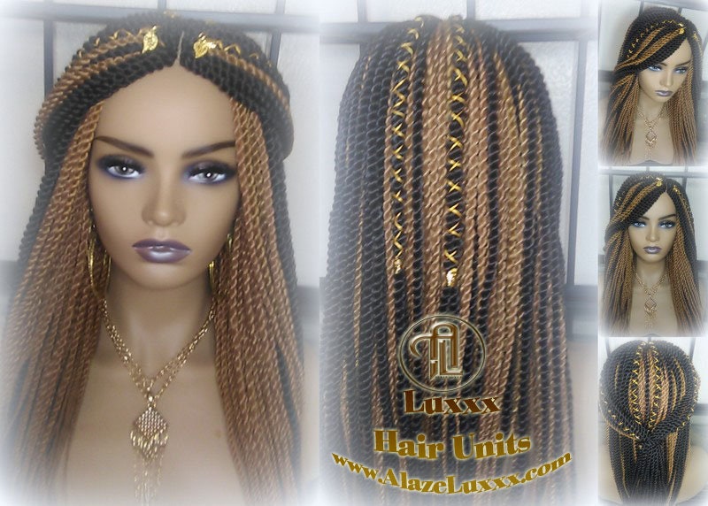 Straight Senegalese Twist Wig Unit! Medium Small Short Blonde Brown #4 #27 Crochet Twist Braided Wig 2tone honey blond hair Alopecia wig