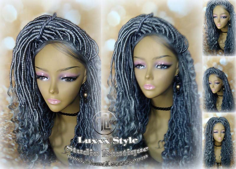 Lace Frontal Lace Front Straight Storm Silver Grey Gray 44 51 Platinum Gypsy Goddess Faux Dread Loc  Lock Crochet Freetress Model Model Wig