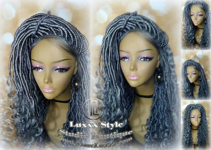 Lace Frontal Lace Front Straight Storm Silver Grey Gray 44 51 Platinum Gypsy Goddess Faux Dread Loc  Lock Crochet Freetress Model Model Wig