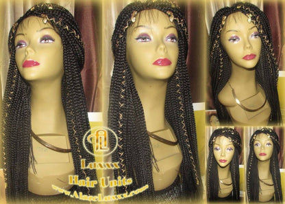 Black Box Braid Wig Lace Baby Hair Large Medium! Long Straight Goddess Braids Lace Wig Xpressions Hair