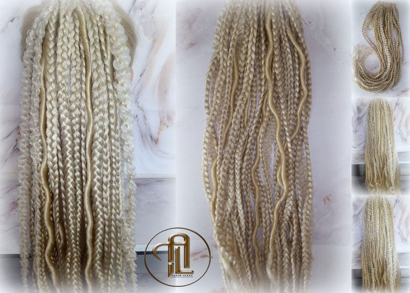 Blonde Dreads Ponytail Boho Hair 613 Braids Extension on Hairband Hair Tie, Goddess Dreadlocks On Elastic Band Synthetic Falls Renaissance