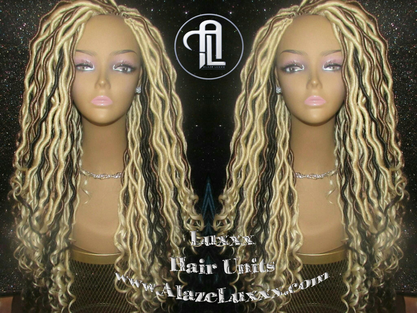 Platinum Blonde Gypsy Bohemian Boho Goddess Faux Dread Locs Wig Unit! Blonde #613 #27 Wavy NEW Marley Dred  Lock Wig Crochet Messy Hair Wig