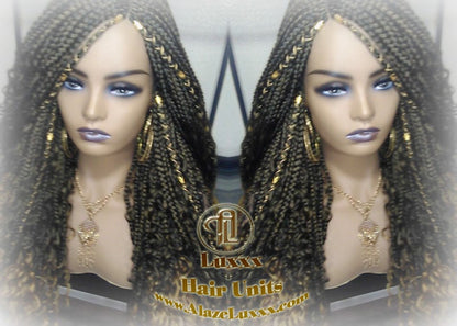 Box Braid Wig Honey Blonde boho curly box braids 1b 27  Long Medium Straight bohemian gypsy Mix Blonde Ombre Ready to Ship