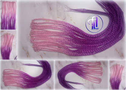 Pink Purple Ombre Clip in Braid Long 24 in Boho Extensions Pink Ombre Purple Box braiding hair Rave Festival