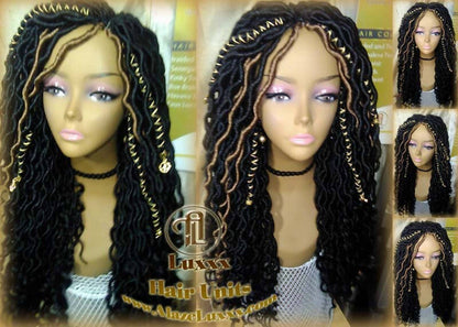Gypsy Locs Wig Synthetic Dred Lock Bohemian Boho Crochet Braid Goddess Faux Locs Wig Black Blonde 27 Dread Wig Wavy Black Dread 1B Long