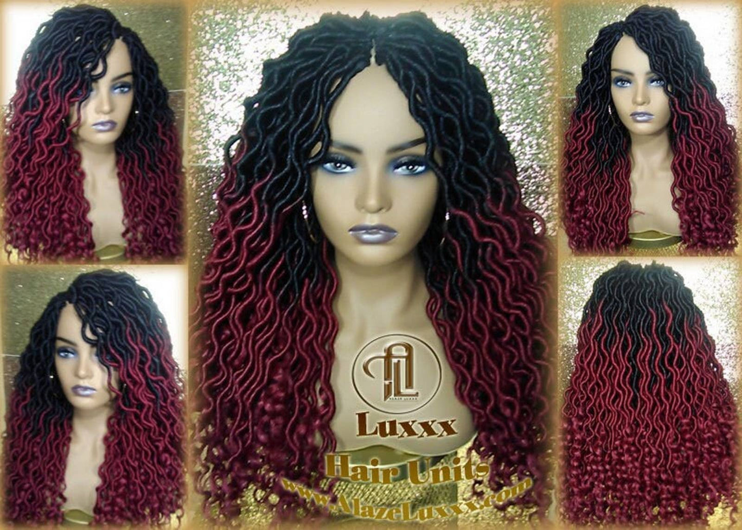 Ombre Goddess Locs Fire 530 Goddess Festival Hair Red Burgundy 1b Marley Crochet Synthetic Dread Dred Loc Lock Wig Unit Braided