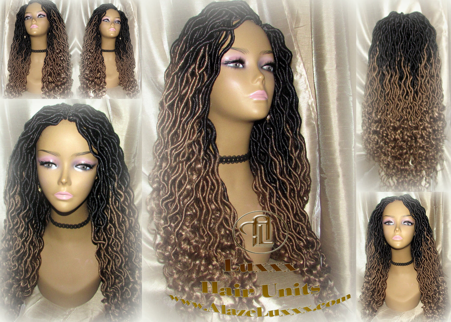 Goddess Faux Locs Gypsy Boho Ombre Black Blonde Long Synthetic Dreads Curly Wavy Cosplay Carnival Festival Braid Wig Alopecia Thinning Hair