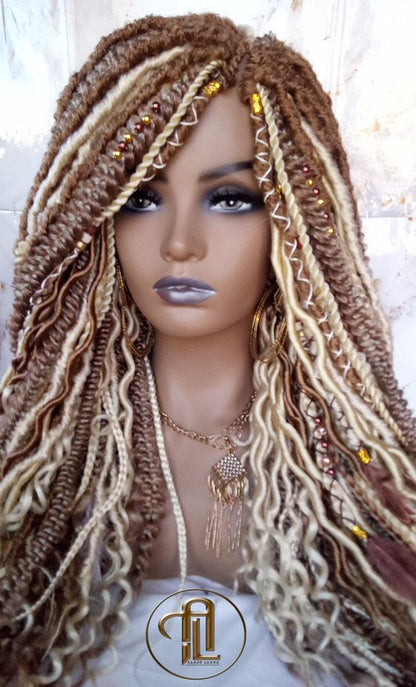 Dread Braid Wig Honey Blonde 27 613 White Blonde Brown Braids Dreads Mix Set Twist Soft Crochet Boho Dread Braid Set Bohemian extensions