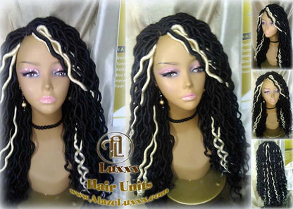 Dread Wig Black Blonde 613 Black Dread Gypsy Bohemian Boho Long Wavy Goddess Faux Locs Platinum DE SE Dred Lock Braided Wigs Distress