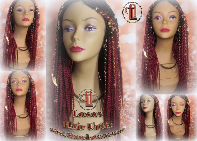 Red Ombre Lemonade Fulani Cornrow Braid Wig French Braids Feed in Braids Swim Wig Gym Wig Kardashian Fulani Beyonce Tribal Goddess Braids