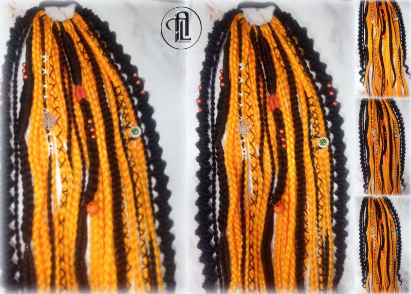 Ponytail Hair Hair Black Orange  Fall Extension Clipin Hairband Hair Tie box braids hair scrunchie Halloween