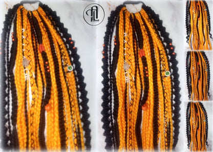 Ponytail Hair Hair Black Orange  Fall Extension Clipin Hairband Hair Tie box braids hair scrunchie Halloween