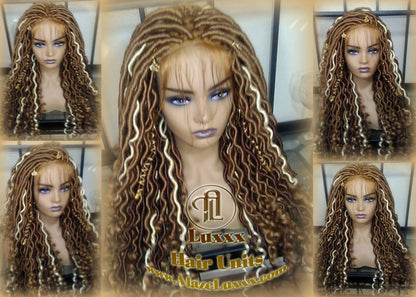 Honey Platinum Blonde Goddess Faux Gypsy Bohemian Boho  Loc Wig Blonde #613 #27 Wavy  Lace Closure DE SE Dred  Blonde Crochet Braided Wigs