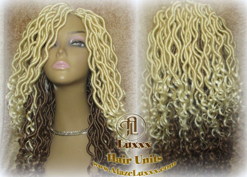 Platinum Blonde Honey Blonde Full Synthetic Dread Wig Few Criss-Crosses Wrapped Uni-Sex Wig Kawaii Gypsy Bohemian Boho Goddess Extensions