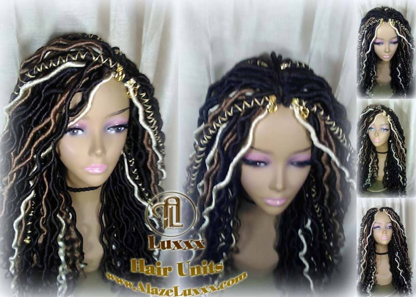 Goddess Faux Locs Dread Wig Black Blonde 613 27 Black Dread Gypsy Bohemian Boho Long Wavy Honey DE SE Dred Lock Braided Wigs Distressed Locs