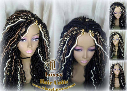 Goddess Faux Locs Dread Wig Black Blonde 613 27 Black Dread Gypsy Bohemian Boho Long Wavy Honey DE SE Dred Lock Braided Wigs Distressed Locs