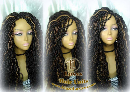 Long Wavy Goddess Faux Locs Honey Platinum DE SE Dred Lock Braided Wigs Dread Wig Blonde 30 27 Black Dread Gypsy Bohemian Boho  Distress