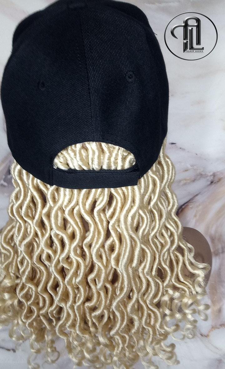 Goddess Locs Braid Wig Hat Baseball Cap 613 Blonde Ombre Mermaid Boho curly bohemian Short Curly 14 16 in Hat Wig Gym Braided Hat Wig Dreads