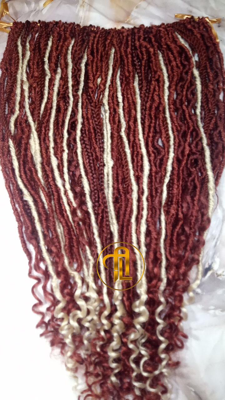 Copper Blonde 613 Bohemian dreadlocks textured Braid Soft red wavy ombre dreads  75 SE Full set  Lightweight boho curls burgundy dreads
