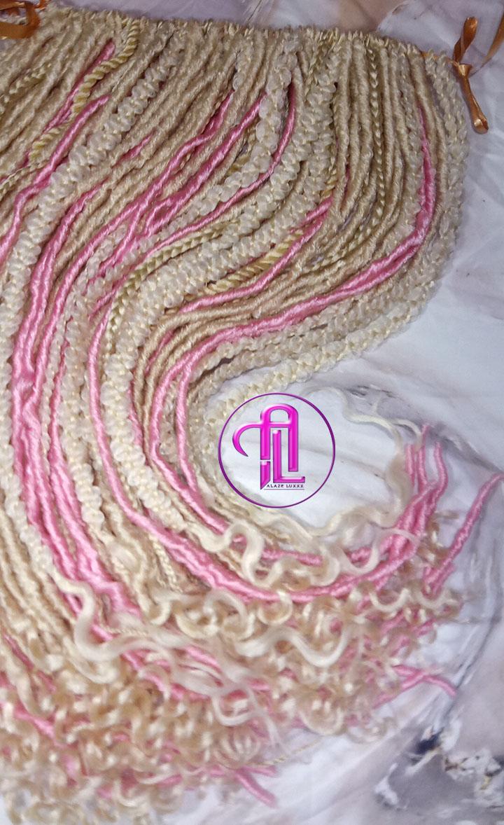 Oink  Blonde 613 Single End  SE 75 Piece Set Straight wavy dreads tebraid Bohemian synthetic dreadlock Soft Boho Dread Braid Hair Extension