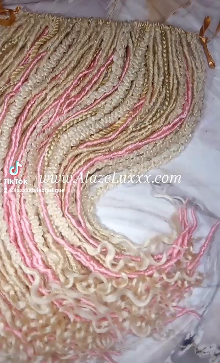 Oink  Blonde 613 Single End  SE 75 Piece Set Straight wavy dreads tebraid Bohemian synthetic dreadlock Soft Boho Dread Braid Hair Extension