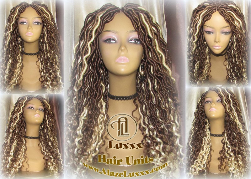 Goddess Faux Locs Platinum Brown Blonde  27 Gypsy Boho 613 Boho Braid Wig Bohemian Lace Dreads Closure Cosplay Mermaid Summer Spring
