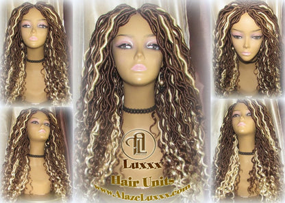 Goddess Faux Locs Platinum Brown Blonde  27 Gypsy Boho 613 Boho Braid Wig Bohemian Lace Dreads Closure Cosplay Mermaid Summer Spring