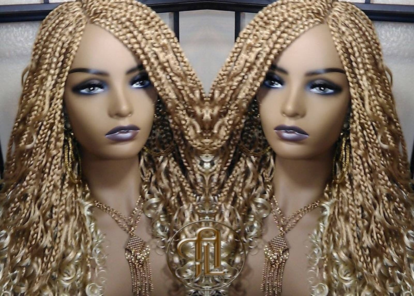 Box Braid Boho Short Curly Wig 14' in Blonde 27 613 Mix Ombre Balayage Honey Blonde Platinum Wig for Black White Women Alopecia