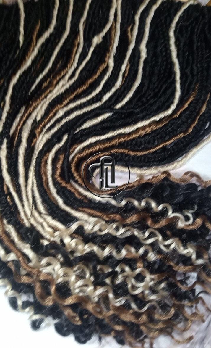 Black Blonde 613 Honey Blonde 27 Single Ended SE 75 Piece Set Kit Goth Mixed Soft Witch Boho Dread Braid Hair Wraps Extensions Textured